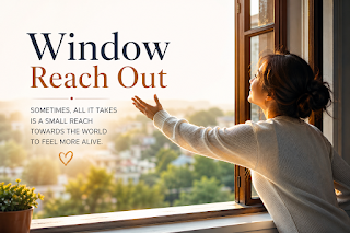 Window with an open reach-out feature, allowing for fresh air and light to enter the space.